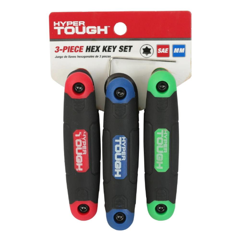 Hyper Tough 3-Pack Folding Hex Key Set with SAE, Metric, and Star